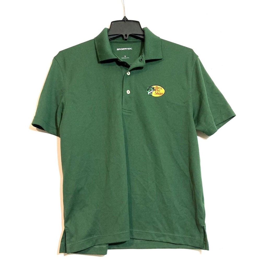Bass Pro Shops Mens Green Polo Shirt Outdoor Logo Collared Short Sleeve Small